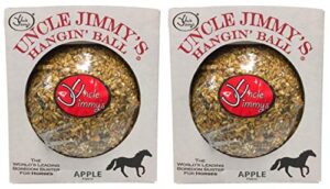 uncle jimmys 2 pack of hanging ball apple flavored treats for horses, 3 pound each