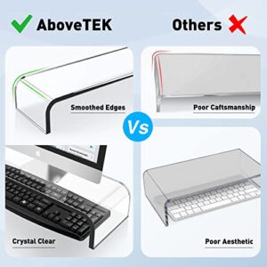 AboveTEK Acrylic Monitor Stand, Premium Large Monitor Riser 20 inch, Crystal Clear Acrylic Computer Stand Laptop Desk Stand for Home Office Printer TV Screen Keyboard Storage