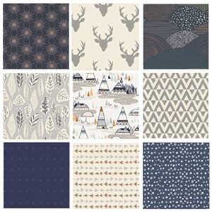hello bear quilting bundle | native american fabrics | navy gray nursery fabrics | indian summer | southwestern quilt bundle | 9 fabrics | art gallery fabrics (half yards)