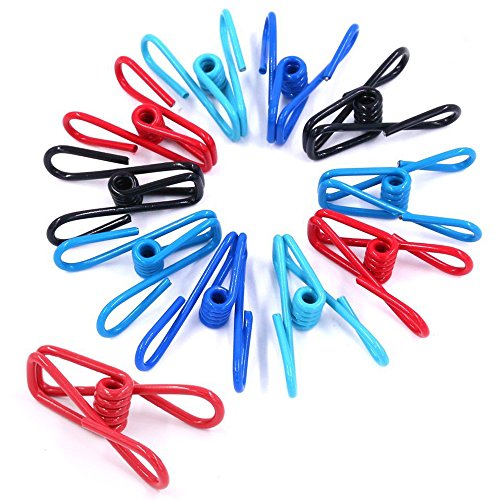 Swpeet 50 Pieces Multi-Purpose Metal Wire Clip Windproof Clothespin Metal Clips Holders for Office Clothes Baby Diaper Metal Peg Clips Pins Hanging Clips Hooks - Multi-Colors