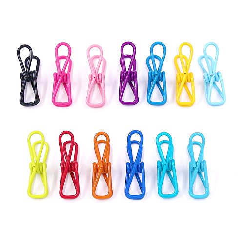 Swpeet 50 Pieces Multi-Purpose Metal Wire Clip Windproof Clothespin Metal Clips Holders for Office Clothes Baby Diaper Metal Peg Clips Pins Hanging Clips Hooks - Multi-Colors