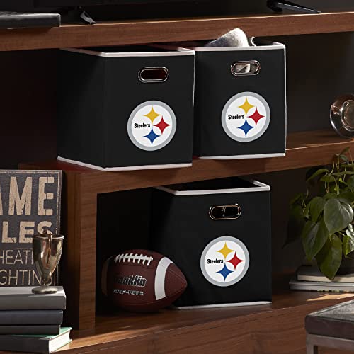 Franklin Sports NFL Pittsburgh Steelers Collapsible Storage Bin NFL Folding Cube Storage Container Fits Bin Organizers Fabric NFL Team Storage Cubes One Size