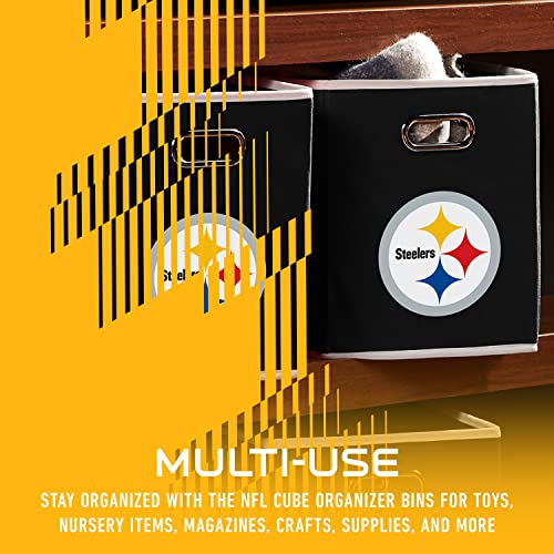 Franklin Sports NFL Pittsburgh Steelers Collapsible Storage Bin NFL Folding Cube Storage Container Fits Bin Organizers Fabric NFL Team Storage Cubes One Size