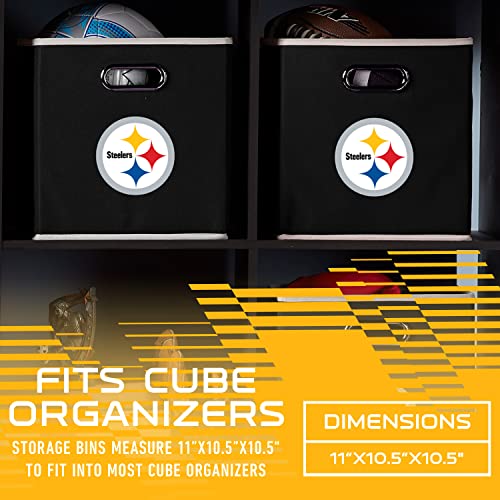 Franklin Sports NFL Pittsburgh Steelers Collapsible Storage Bin NFL Folding Cube Storage Container Fits Bin Organizers Fabric NFL Team Storage Cubes One Size