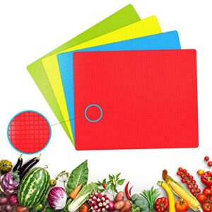 Zulay Kitchen Plastic Cutting Boards for Kitchen - Quality Thin Cutting Mat Set 4 Color - Flexible & Perfect for Chopping Meats, Vegetables, Beef, Fish, Chicken - Food Icons - Extra Large