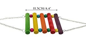 Set of 10 Colorful Pet Toy Wooded Swing Handmade Rattan Chewing Toy Chasing Toy with Bell Rainbow Plank Road for Polly Parrot Bird Hamster Squirrel Toy