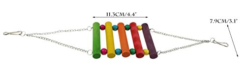 Set of 10 Colorful Pet Toy Wooded Swing Handmade Rattan Chewing Toy Chasing Toy with Bell Rainbow Plank Road for Polly Parrot Bird Hamster Squirrel Toy