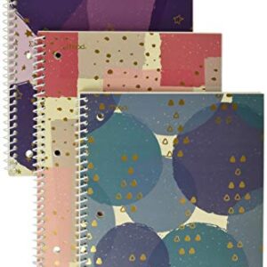 Mead Spiral Notebooks, 1 Subject, College Ruled Paper, 70 Sheets, 10-1/2" x 7-1/2", Shape It Up, Design May Vary, 3 Pack (38191)