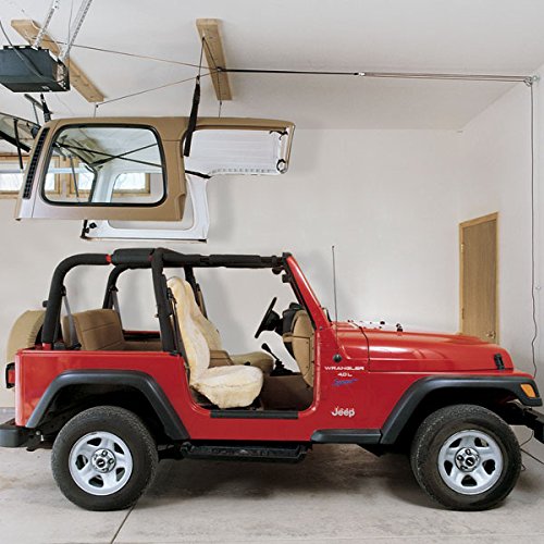 Hoister Direct 7803.Jeep - Overhead Storage Hoist for Jeep Top Removal, Truck Caps, Bikes, SUP, Dinghies, Canoes, Kayaks, Surfboards and More. Mount in Your Garage, Shop, Anywhere with a Ceiling.