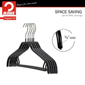Mawa by Reston Lloyd Silhouette Series Non-Slip Space Saving Clothes Hanger with Bar & Hook for Pants and Skirts, Style 41/FRS, Set of 12, Black