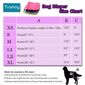 Teamoy 4pcs Washable Female Dog Diapers, Reusable Doggie Diaper Wraps for Female Dogs, Super-Absorbent and Comfortable, Large