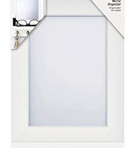 Command Mirror Organizer, Quartz, 1-Organizer with Key Hooks, 8-Medium Strips (HOM24MQ-ES), Great for dorm decor