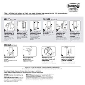 Command Mirror Organizer, Quartz, 1-Organizer with Key Hooks, 8-Medium Strips (HOM24MQ-ES), Great for dorm decor