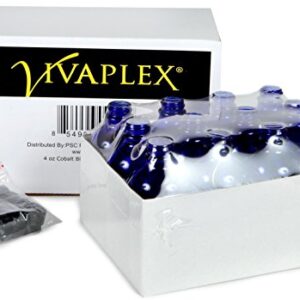 Vivaplex, 12, Cobalt Blue, 4 oz Glass Bottles, with Lids