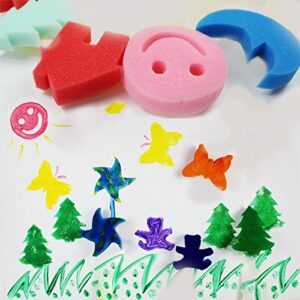 LEOBRO 30pcs Sponge Painting Shapes Painting Craft Sponge for Toddlers Assorted Pattern Early Learning Sponge