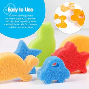 LEOBRO 30pcs Sponge Painting Shapes Painting Craft Sponge for Toddlers Assorted Pattern Early Learning Sponge