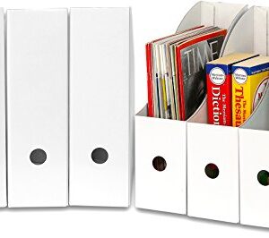 Simple Houseware White Magazine File Holder Organizer Box (Pack of 6)