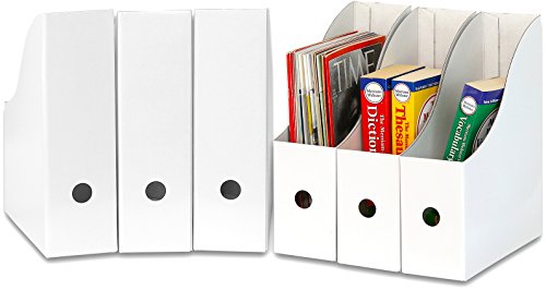 Simple Houseware White Magazine File Holder Organizer Box (Pack of 6)