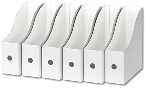 Simple Houseware White Magazine File Holder Organizer Box (Pack of 6)