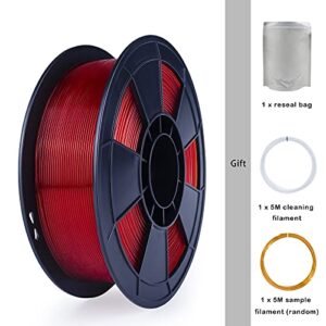 ZIRO PLA Translucent Filament 1.75mm,3D Printer Filament PLA PRO Translucent Series 1.75 1KG(2.2lbs), Dimensional Accuracy +/- 0.03mm,Translucent Red