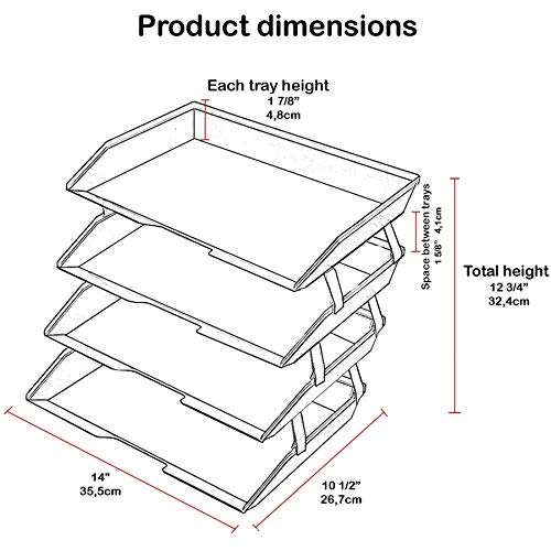 Acrimet Facility 4 Tier Letter Tray Side Load Plastic Desktop File Organizer (Clear Green Color)