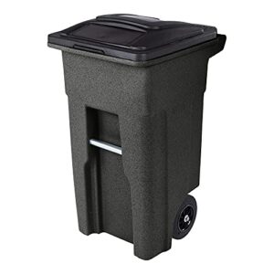 toter 32 gal. blackstone trash can with quiet wheels and attached black lid