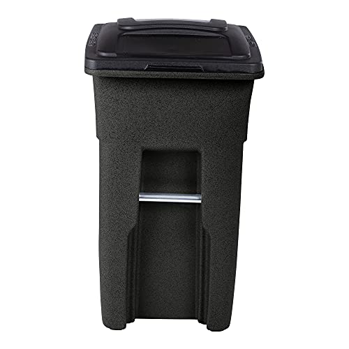 Toter 32 Gal. Blackstone Trash Can with Quiet Wheels and Attached Black Lid