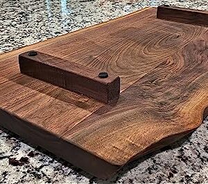 Black Walnut Large, Gorgeous, Full-of-Character, Forest-to-Table Solid Double Live Edge Wood Charcuterie/Appetizer/Dessert/Grazing/Serving Board. 100% USA Handcrafted. 27 x 14.5 x 1.25".