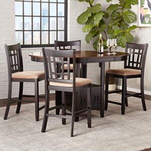 Coaster Furniture Lavon 5-Piece Storage Counter Table Dining Set Tan and Espresso 105278-S5