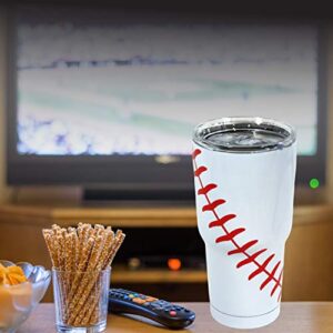 Urbanifi Baseball Tumbler 30 oz Cup with Straw, Lid, and Cleaner Gift for Mom Men Sports Travel Coffee Mug, Stainless Steel, Insulated, Powder Coat Paint Protection, Keep Drinks Cold and Hot