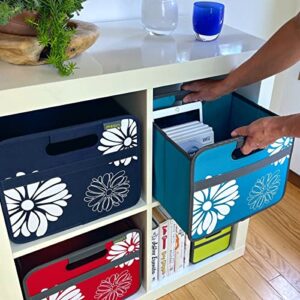 meori Small Collapsible Storage Bin, Fabric Storage Cube, with Dual Handles for Shelves, Small Storage Containers for Organizing