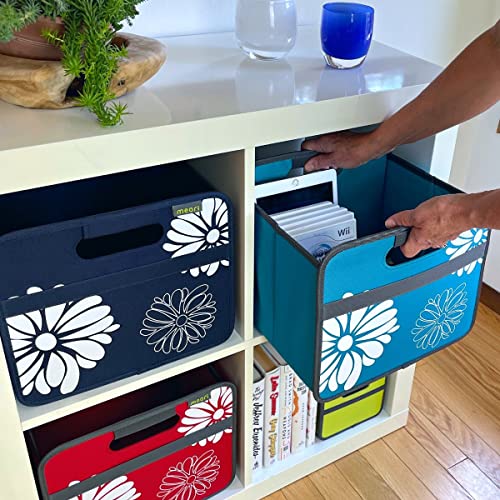 meori Small Collapsible Storage Bin, Fabric Storage Cube, with Dual Handles for Shelves, Small Storage Containers for Organizing