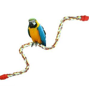 birds rope bungee perch adjustable parrot cage stand chewing swing toy climbing ropes for small medium parrot spiral rope cage accessories