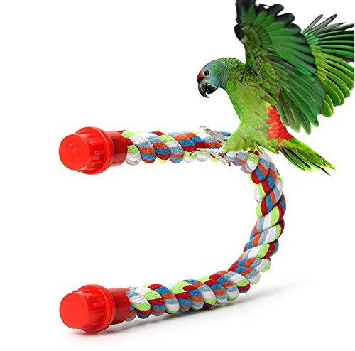 Birds Rope Bungee Perch Adjustable Parrot Cage Stand Chewing Swing Toy Climbing Ropes for Small Medium Parrot Spiral Rope Cage Accessories