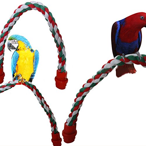 Birds Rope Bungee Perch Adjustable Parrot Cage Stand Chewing Swing Toy Climbing Ropes for Small Medium Parrot Spiral Rope Cage Accessories