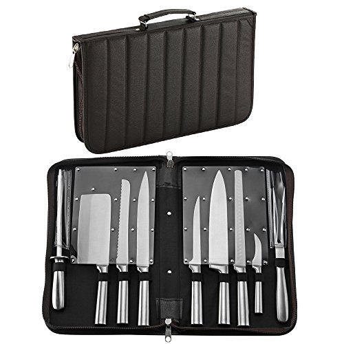 HQY Professional Knives, Premium Stainless Steel 9 Piece Chefs Knife Set in Case