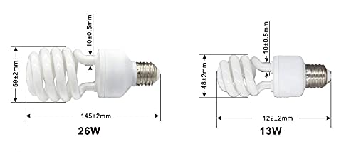 LUCKY HERP 5.0 UVB Fluorescent Tropical Terrarium Lamp,Compact Bulb,E26,13 Watts,26 Watt (13 Watt)