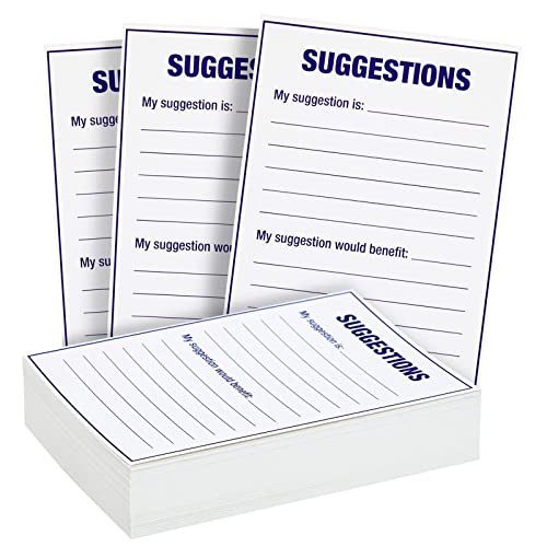 Best Paper Greetings 100-Sheet Bulk Suggestion Box Cards, 4 x 6 Blank Refill Forms for Customer Feedback, Comment, Benefits, Improvement for Small Businesses Supplies, Restaurants, Church, School