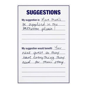 Best Paper Greetings 100-Sheet Bulk Suggestion Box Cards, 4 x 6 Blank Refill Forms for Customer Feedback, Comment, Benefits, Improvement for Small Businesses Supplies, Restaurants, Church, School