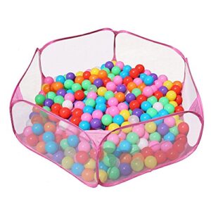 jacone portable cute hexagon children ball pit, indoor and outdoor easy folding ball play pool kids toy play tent with carry tote, balls not included (pink)