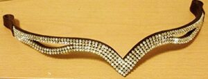 cwell equine bling ve eye shaped clear crystal browband choice of sizes brown/black * great gift sale (brown, full 16")