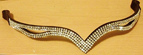 Cwell Equine Bling Ve Eye Shaped Clear Crystal Browband Choice of Sizes Brown/Black * Great Gift Sale (Brown, Full 16")