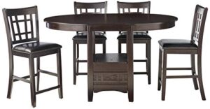 coaster furniture lavon 5-piece storage counter table dining set espresso and black 102888-s5