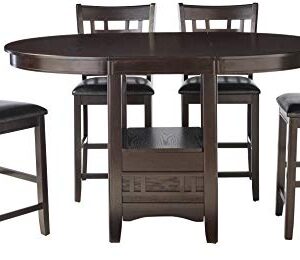 Coaster Furniture Lavon 5-Piece Storage Counter Table Dining Set Espresso and Black 102888-S5