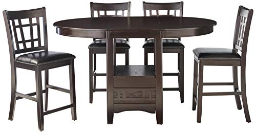 Coaster Furniture Lavon 5-Piece Storage Counter Table Dining Set Espresso and Black 102888-S5