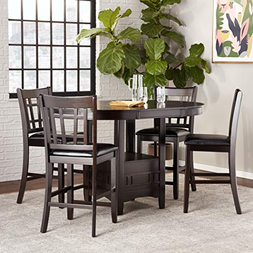 Coaster Furniture Lavon 5-Piece Storage Counter Table Dining Set Espresso and Black 102888-S5