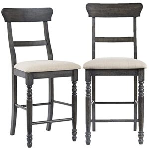 progressive furniture muse ladder-back counter chair (2/ctn), upholstered, weathered pepper