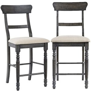 Progressive Furniture Muse Ladder-back Counter Chair (2/Ctn), Upholstered, Weathered Pepper