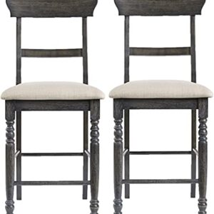 Progressive Furniture Muse Ladder-back Counter Chair (2/Ctn), Upholstered, Weathered Pepper