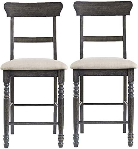 Progressive Furniture Muse Ladder-back Counter Chair (2/Ctn), Upholstered, Weathered Pepper